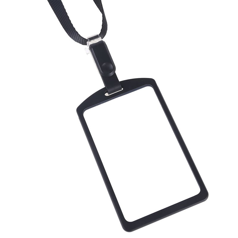 IVYRISE Aluminum Badge Holder with Detachable Neck Lanyard/Strap for ID Card, Working Card, Name Tag (Black) - Image 1